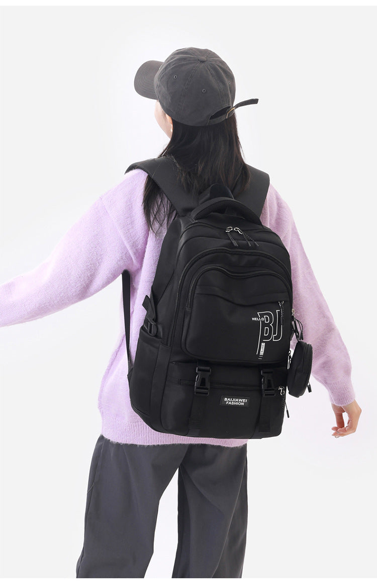 Black Large Capacity Student Backpack - Durable Oxford Cloth School Bag with Laptop Compartment & Multiple Pockets Tristar Online