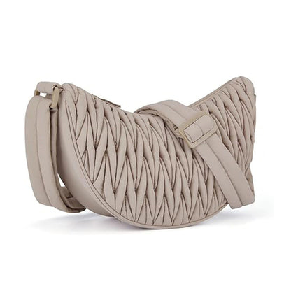 Brown Chic Pleated Crescent Sling Bag - Water-Resistant Lightweight Crossbody & Shoulder Purse Tristar Online