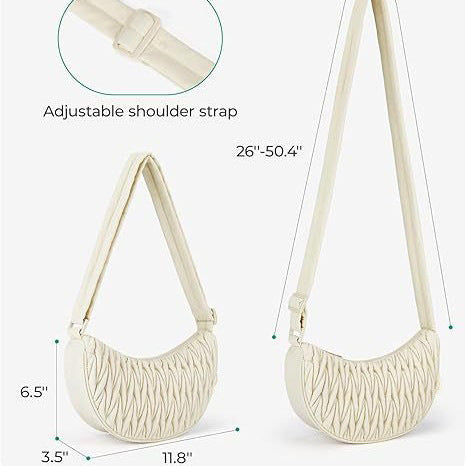 Brown Chic Pleated Crescent Sling Bag - Water-Resistant Lightweight Crossbody & Shoulder Purse Tristar Online