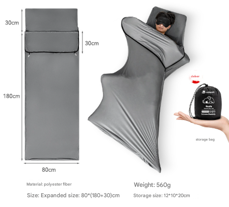 Grey Ultra-Stretch Sleeping Bag Liner - Portable & Lightweight Envelope Sleep Sack for Camping & Travel Tristar Online