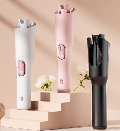 Pink Portable Cordless Hair Curler - USB-C Rechargeable Automatic Hair Waver with Ceramic Barrel & Anti-Scald Design Tristar Online