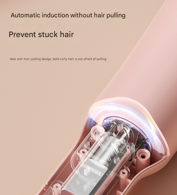 Pink Portable Cordless Hair Curler - USB-C Rechargeable Automatic Hair Waver with Ceramic Barrel & Anti-Scald Design Tristar Online