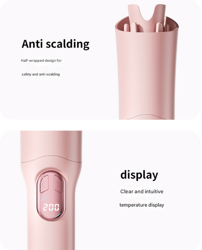 Black Portable Cordless Hair Curler - USB-C Rechargeable Automatic Hair Waver with Ceramic Barrel & Anti-Scald Design Tristar Online