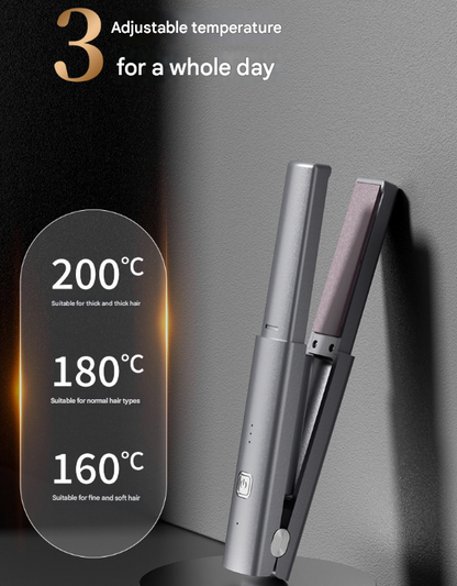 Purple Compact Cordless Hair Straightener - Portable 2-in-1 Mini Flat Iron, USB-C Rechargeable for Travel & Touch-ups Tristar Online