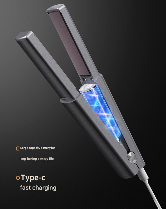 Purple Compact Cordless Hair Straightener - Portable 2-in-1 Mini Flat Iron, USB-C Rechargeable for Travel & Touch-ups Tristar Online