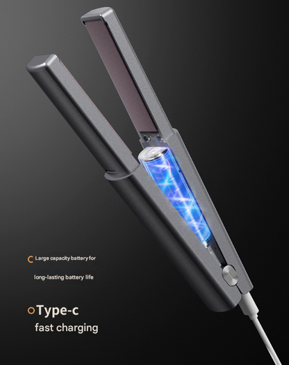 Purple Compact Cordless Hair Straightener - Portable 2-in-1 Mini Flat Iron, USB-C Rechargeable for Travel & Touch-ups Tristar Online