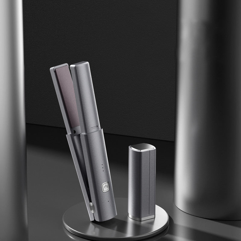 Dark Grey Compact Cordless Hair Straightener - Portable 2-in-1 Mini Flat Iron, USB-C Rechargeable for Travel & Touch-ups Tristar Online