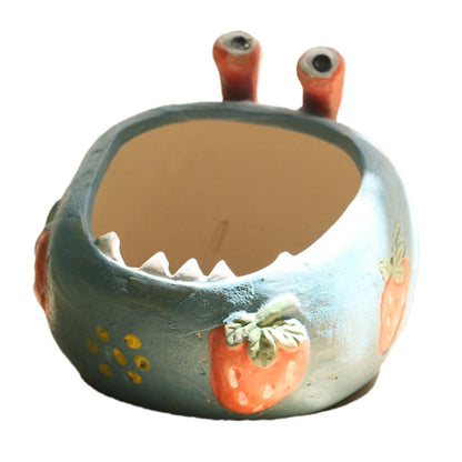 2 Pcs Yellow Whimsical Monster Ceramic Succulent Planter - Hand-Painted Character Pot with Drainage Tristar Online