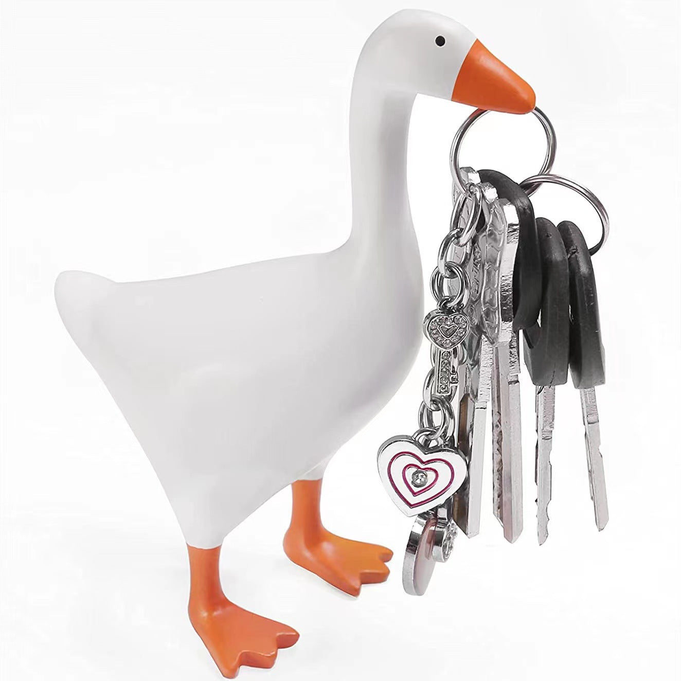 2 Pcs White and Yellow Whimsical Magnetic Goose Figurine - Novelty Key Holder & Desk Organizer Tristar Online
