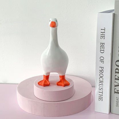 2 Pcs White and Yellow Whimsical Magnetic Goose Figurine - Novelty Key Holder & Desk Organizer Tristar Online
