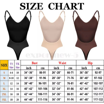 2 Pcs Size M Black Seamless Backless Bodysuit Shapewear - Deep U-Plunge Tummy Control Thong Shaper Tristar Online