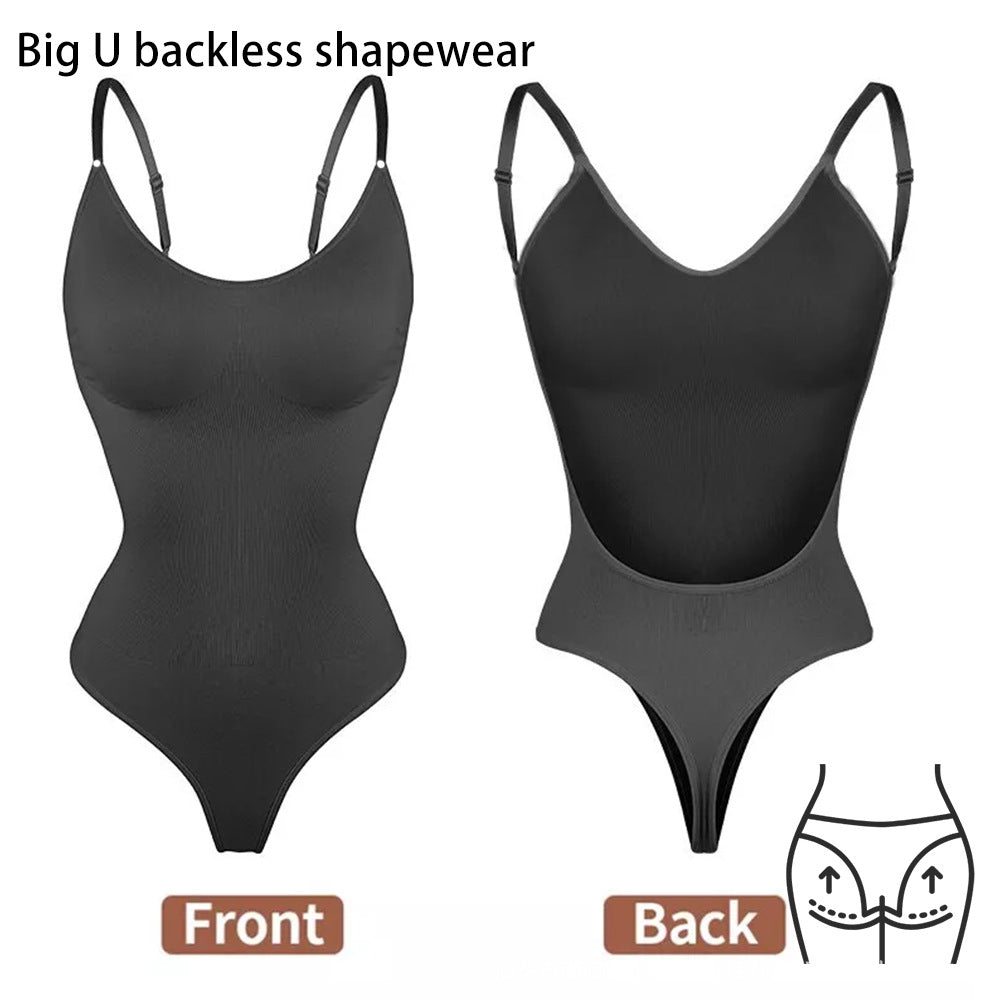 2 Pcs Size XL Black Seamless Backless Bodysuit Shapewear - Deep U-Plunge Tummy Control Thong Shaper Tristar Online