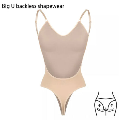 2 Pcs Size M Skin Color Seamless Backless Bodysuit Shapewear - Deep U-Plunge Tummy Control Thong Shaper Tristar Online