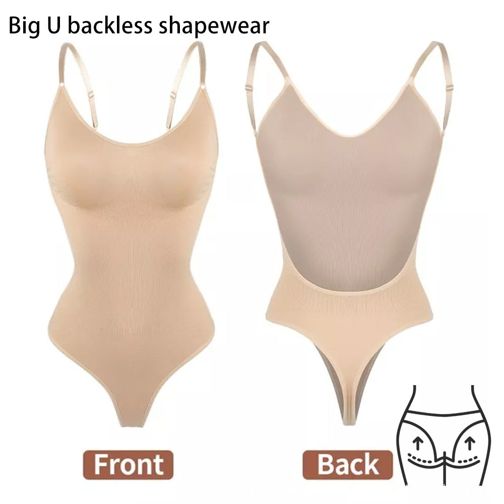 2 Pcs Size L Skin Color Seamless Backless Bodysuit Shapewear - Deep U-Plunge Tummy Control Thong Shaper Tristar Online