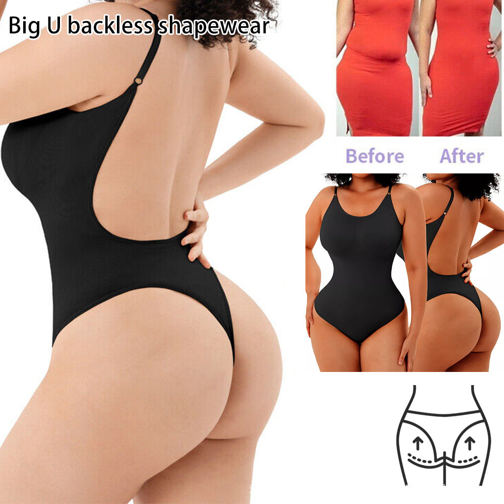 2 Pcs Size XL Skin Color Seamless Backless Bodysuit Shapewear - Deep U-Plunge Tummy Control Thong Shaper Tristar Online