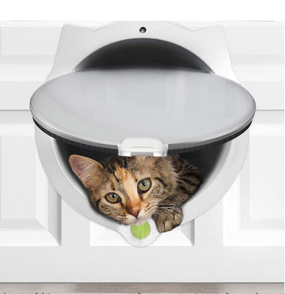White 4-Way Locking Cat Flap Door - Pet Entry Portal for Interior Doors, Walls & Cabinets Tristar Online