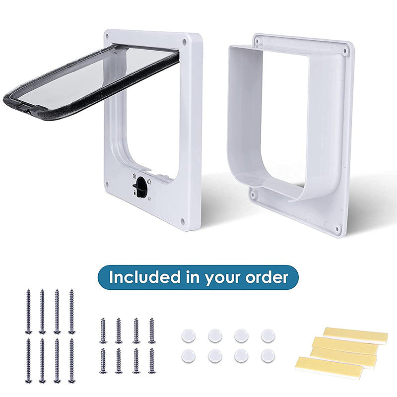 Size M White 4-Way Locking Pet Flap Door for Cats and Small Dogs - Weatherproof Magnetic Cat Door Tristar Online