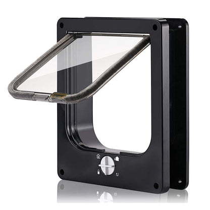 Size L Black 4-Way Locking Pet Flap Door for Cats and Small Dogs - Weatherproof Magnetic Cat Door Tristar Online