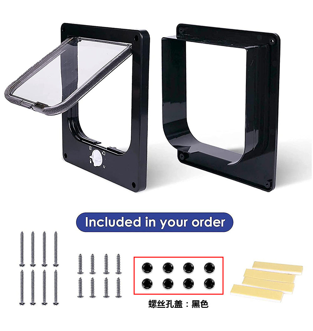 Size L Black 4-Way Locking Pet Flap Door for Cats and Small Dogs - Weatherproof Magnetic Cat Door Tristar Online
