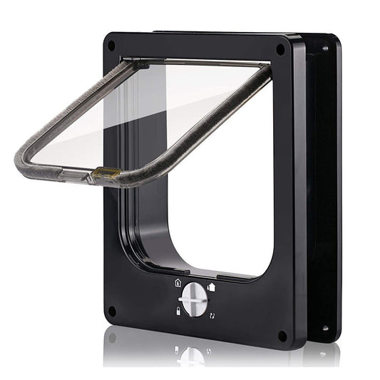 Size XL Black 4-Way Locking Pet Flap Door for Cats and Small Dogs - Weatherproof Magnetic Cat Door Tristar Online