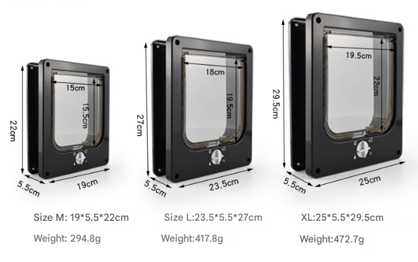 Size S Black 4-Way Locking Pet Flap Door for Cats and Small Dogs - Weatherproof Magnetic Cat Door Tristar Online