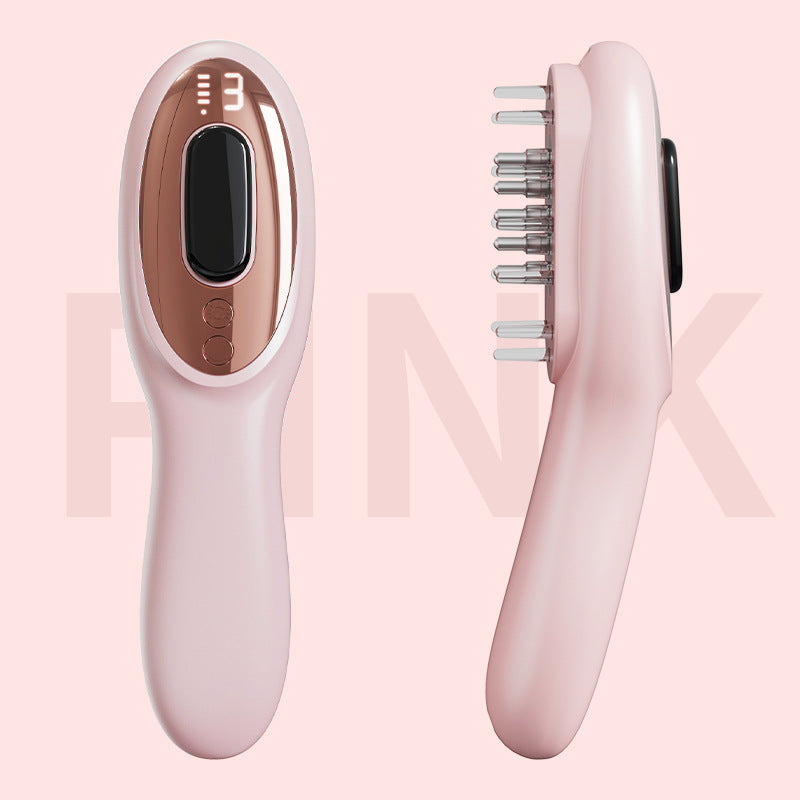 Pink Rechargeable Electric Scalp Massager with Red & Blue Light Therapy - Hair Oil & Serum Applicator Comb(Not containing essential oils) Tristar Online