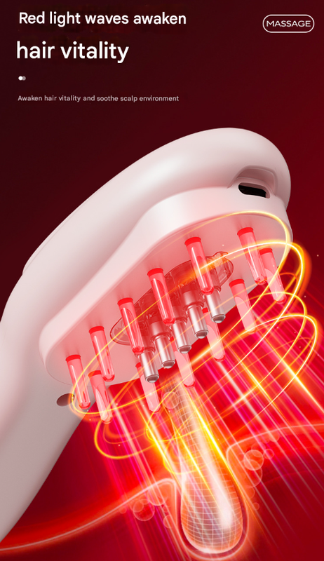 Pink Rechargeable Electric Scalp Massager with Red & Blue Light Therapy - Hair Oil & Serum Applicator Comb(Not containing essential oils) Tristar Online