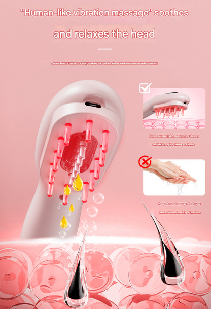 Black Rechargeable Electric Scalp Massager with Red & Blue Light Therapy - Hair Oil & Serum Applicator Comb(Not containing essential oils) Tristar Online