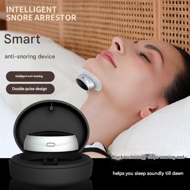 Black Smart Anti-Snoring Device - Rechargeable Pulse Throat Stimulator for Quieter Sleep Tristar Online