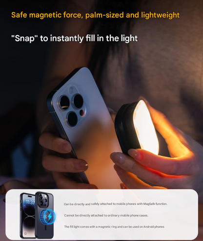 Black Magnetic Foldable Selfie Light with Mirror - Rechargeable LED Fill Light for iPhone & Android Vlogging(Mobile phone is a shooting prop and is not included) Tristar Online