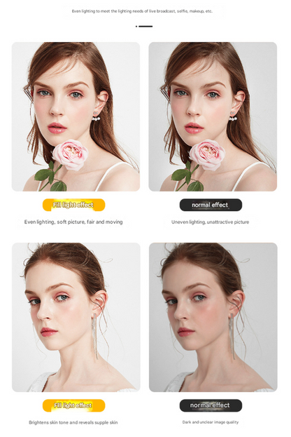 Black Magnetic Foldable Selfie Light with Mirror - Rechargeable LED Fill Light for iPhone & Android Vlogging(Mobile phone is a shooting prop and is not included) Tristar Online