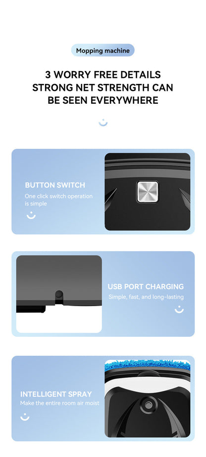 White Smart Robotic Floor Mop with Humidifier Spray - Ultra-Slim Automatic Wet & Dry Floor Cleaner Tristar Online