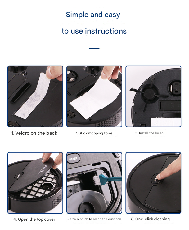 Black 3-in-1 Smart Robot Vacuum Cleaner - Automatic Sweeping, Mopping & Suction for Hard Floors & Pet Hair Tristar Online