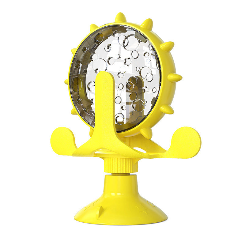 Yellow Interactive Pet Treat Dispenser - Spinning Wheel Food Puzzle Toy for Cats & Dogs with Suction Cup Base Tristar Online