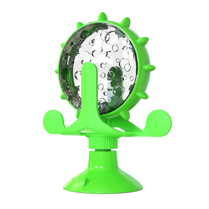 Green Interactive Pet Treat Dispenser - Spinning Wheel Food Puzzle Toy for Cats & Dogs with Suction Cup Base Tristar Online