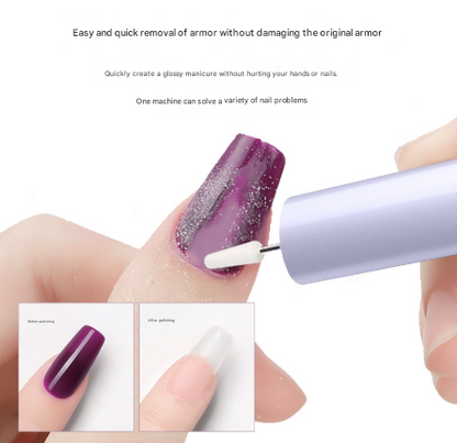 Purple Professional Electric Nail File Kit - Portable USB-C Rechargeable Manicure Drill with 6 Speeds & 5 Heads Tristar Online