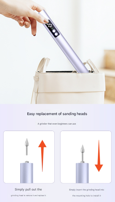 Purple Professional Electric Nail File Kit - Portable USB-C Rechargeable Manicure Drill with 6 Speeds & 5 Heads Tristar Online