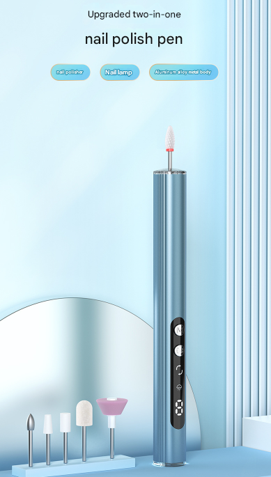 Blue Rechargeable Electric Nail Drill Pen with UV Curing Lamp - Professional All-in-One Manicure Pedicure Kit for Polishing & Gel Removal Tristar Online