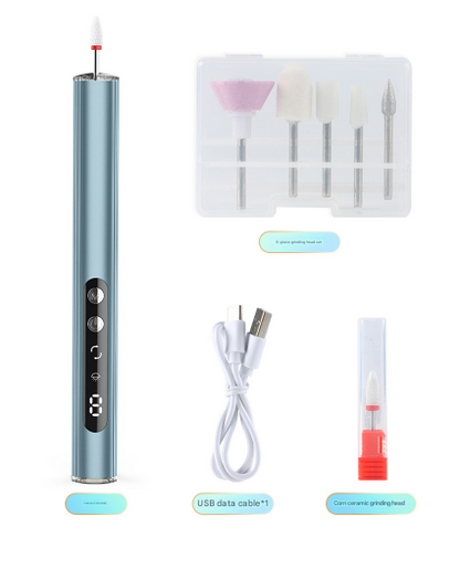 Blue Rechargeable Electric Nail Drill Pen with UV Curing Lamp - Professional All-in-One Manicure Pedicure Kit for Polishing & Gel Removal Tristar Online