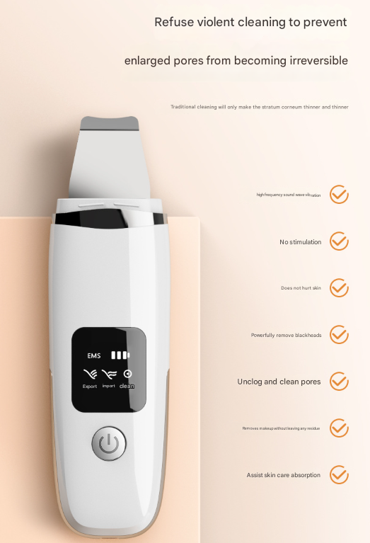 White Professional 4-in-1 Ultrasonic Skin Scrubber - Deep Pore Cleanser, Blackhead Remover & EMS Facial Lifting Tool Tristar Online