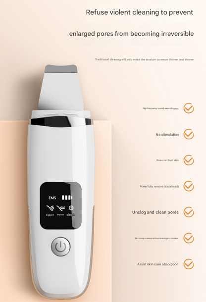 White Professional 4-in-1 Ultrasonic Skin Scrubber - Deep Pore Cleanser, Blackhead Remover & EMS Facial Lifting Tool Tristar Online