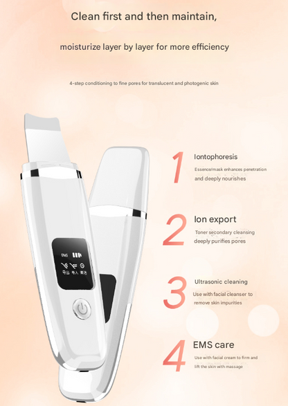 White Professional 4-in-1 Ultrasonic Skin Scrubber - Deep Pore Cleanser, Blackhead Remover & EMS Facial Lifting Tool Tristar Online
