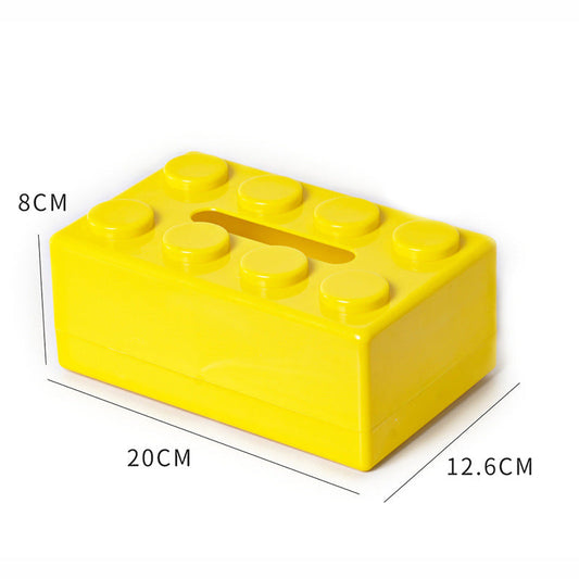 Yellow 2 Pcs Creative Building Block Tissue Box Holder - Wall-Mounted & Desktop Dispenser for Bathroom, Kids Room & Office Decor Tristar Online