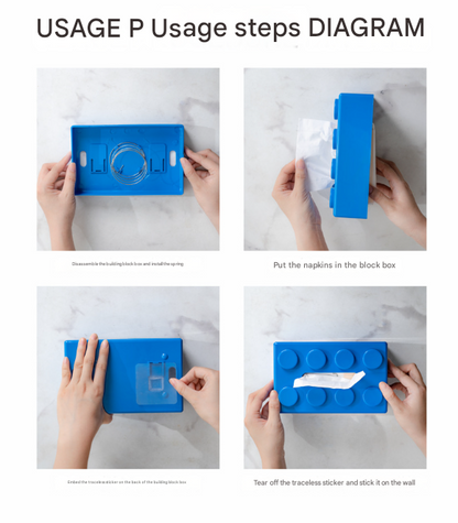 Red 2 Pcs Creative Building Block Tissue Box Holder - Wall-Mounted & Desktop Dispenser for Bathroom, Kids Room & Office Decor Tristar Online