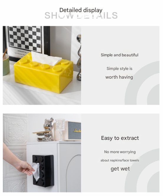 Red 2 Pcs Creative Building Block Tissue Box Holder - Wall-Mounted & Desktop Dispenser for Bathroom, Kids Room & Office Decor Tristar Online