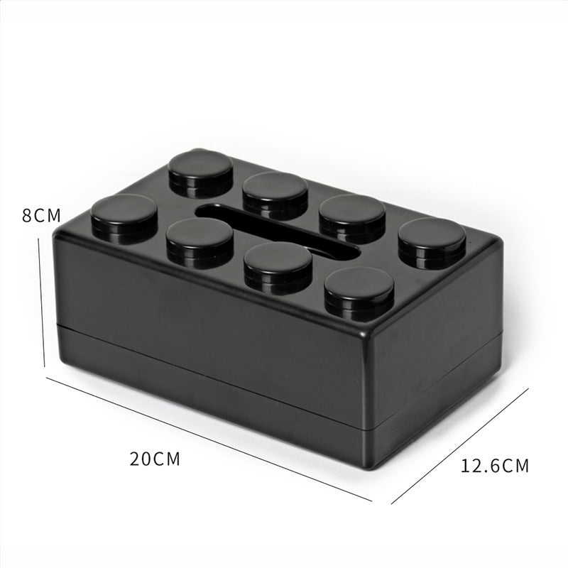 Black 2 Pcs Creative Building Block Tissue Box Holder - Wall-Mounted & Desktop Dispenser for Bathroom, Kids Room & Office Decor Tristar Online