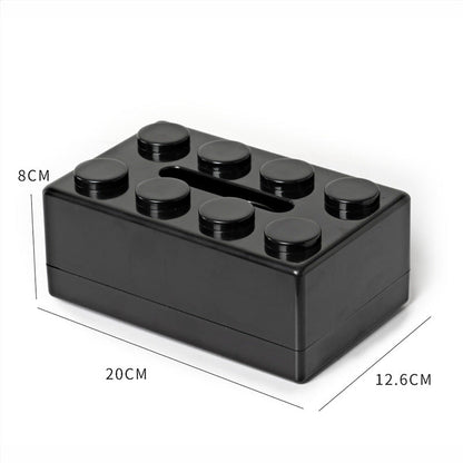 Black 2 Pcs Creative Building Block Tissue Box Holder - Wall-Mounted & Desktop Dispenser for Bathroom, Kids Room & Office Decor Tristar Online