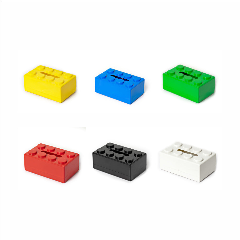 Black 2 Pcs Creative Building Block Tissue Box Holder - Wall-Mounted & Desktop Dispenser for Bathroom, Kids Room & Office Decor Tristar Online