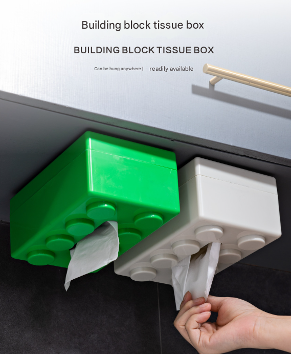 Black 2 Pcs Creative Building Block Tissue Box Holder - Wall-Mounted & Desktop Dispenser for Bathroom, Kids Room & Office Decor Tristar Online
