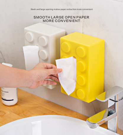 Black 2 Pcs Creative Building Block Tissue Box Holder - Wall-Mounted & Desktop Dispenser for Bathroom, Kids Room & Office Decor Tristar Online